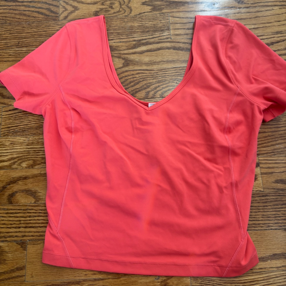 Lululemon Align Cropped Short Sleeve Tee coral color